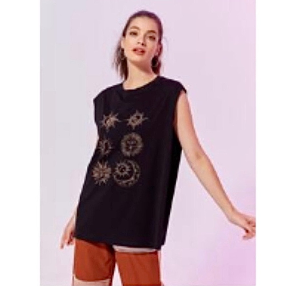 ROMWE Sun Graphic Oversized Muscle Tee
